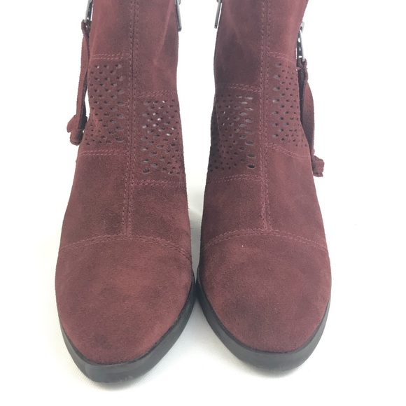 Lucky Brand Ramses Bootie Red Leather Boot Zip Up Cowboy Boots Western - Picture 5 of 8